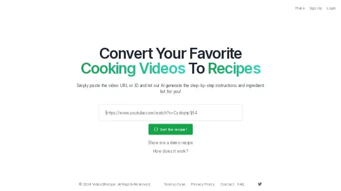 Video2Recipe — бесплатная нейросеть   для развлечений. Бесплатная версия с ограниченным функционалом, есть платные тарифы.