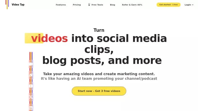 Video Tap — платная нейросеть   для редактирования видео. Бесплатная версия с ограниченным функционалом, есть платные тарифы.