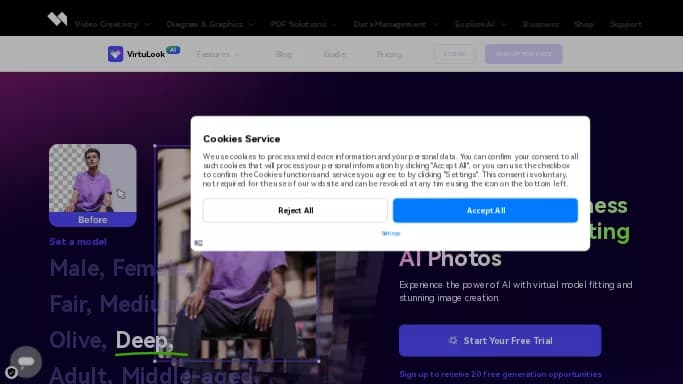 Wondershare VirtuLook — платная нейросеть   для создания изображений,  для редактирования изображений. 