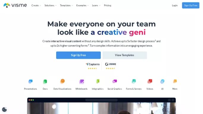 Visme — бесплатная нейросеть   для маркетинга,  для дизайна. Бесплатная версия с ограниченным функционалом, есть платные тарифы.