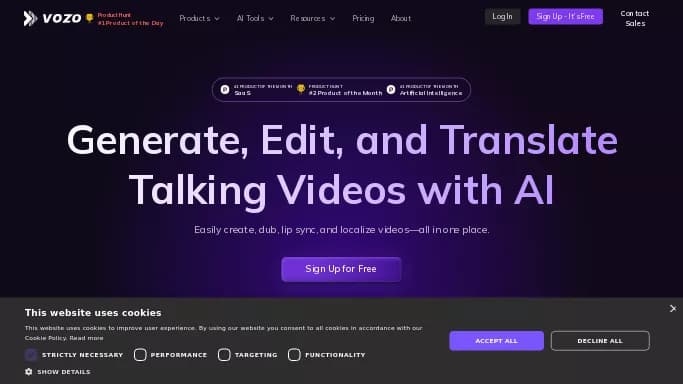 Vozo — бесплатная нейросеть   для редактирования видео. Бесплатная версия с ограниченным функционалом, есть платные тарифы.