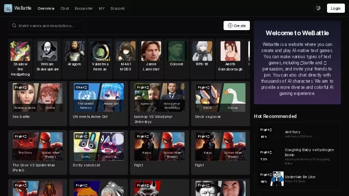 WeBattle — бесплатная нейросеть   для развлечений. Бесплатная версия с ограниченным функционалом, есть платные тарифы.