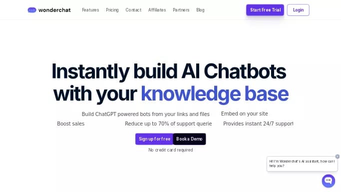 Wonderchat — платная нейросеть   для маркетинга,  — чат-бот. Бесплатная версия с ограниченным функционалом, есть платные тарифы.