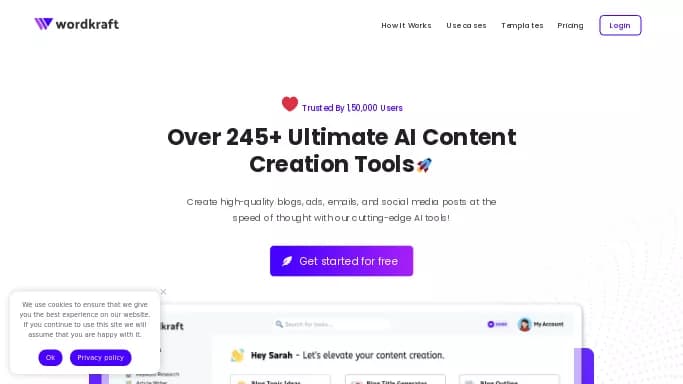 Wordkraft AI — платная нейросеть   для копирайтинга. Бесплатная версия с ограниченным функционалом, есть платные тарифы.