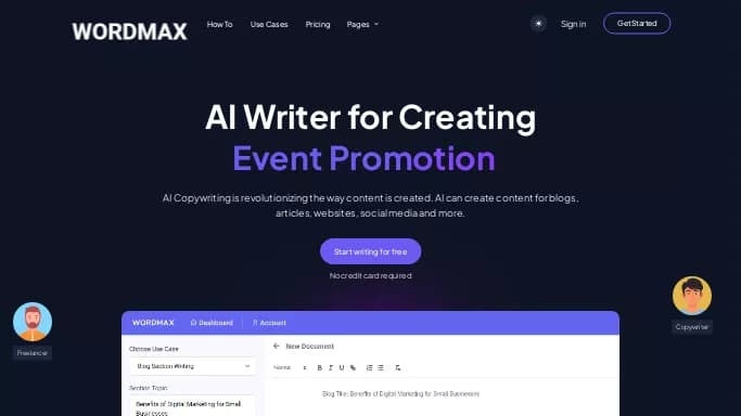 Wordmax — платная нейросеть   для копирайтинга. Бесплатная версия с ограниченным функционалом, есть платные тарифы.