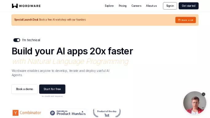 Wordfare AI — бесплатная нейросеть  , автономные ИИ (AGI),  для разработки программного обеспечения,  для no Code/Low Code разработки. Бесплатная версия с ограниченным функционалом, есть платные тарифы.