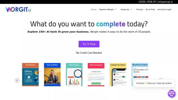 Worgit.ai — бесплатная нейросеть   для маркетинга,  помогающие в управлении персоналом. Бесплатная версия с ограниченным функционалом, есть платные тарифы.