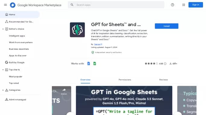 GPT for Sheets and Docs — бесплатная нейросеть   для таблиц и PDF. 