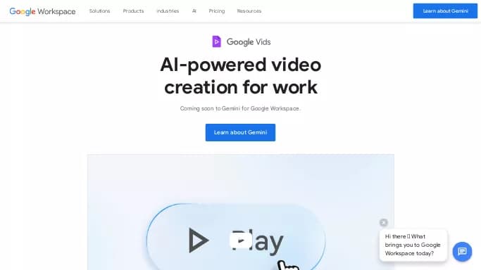 Google Vids — бесплатная нейросеть  undefined,  для создания видео. 