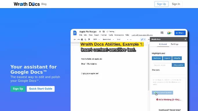 Wraith Docs — бесплатная нейросеть   для написания текста. 