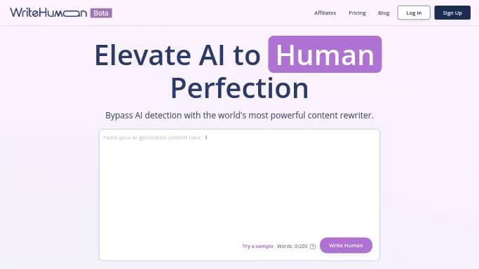 WriteHuman — бесплатная нейросеть   для определения ИИ,  для копирайтинга. Бесплатная версия с ограниченным функционалом, есть платные тарифы.