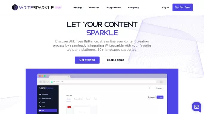 Writesparkle.ai — бесплатная нейросеть   для написания текста,  для SMM,  для копирайтинга. Бесплатная версия с ограниченным функционалом, есть платные тарифы.