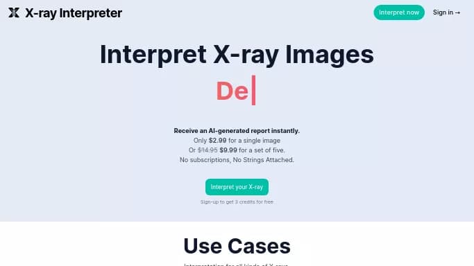 X-ray Interpreter — платная нейросеть   в медицине. Бесплатная версия с ограниченным функционалом, есть платные тарифы.