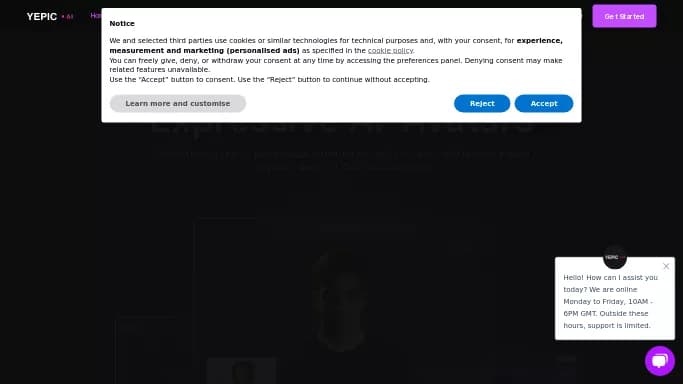 Yepic AI — платная нейросеть   для редактирования видео. Бесплатная версия с ограниченным функционалом, есть платные тарифы.