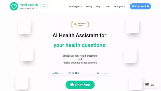 Yesil Health — бесплатная нейросеть   в медицине,  для повышения продуктивности. Бесплатная версия с ограниченным функционалом, есть платные тарифы.