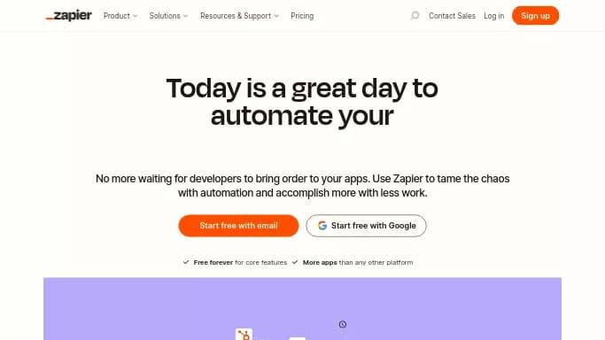 Zapier — бесплатная нейросеть  — полезные ИИ, для помощи в автоматизации,  для повышения продуктивности. Бесплатная версия с ограниченным функционалом, есть платные тарифы.
