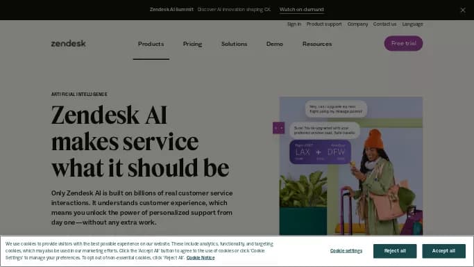 Zendesk AI — бесплатная нейросеть   для маркетинга. Бесплатная версия с ограниченным функционалом, есть платные тарифы.