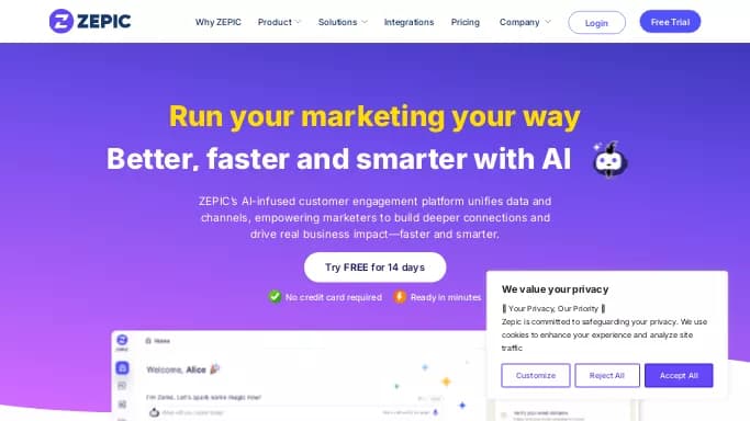 ZEPIC — бесплатная нейросеть   для маркетинга. Бесплатная версия с ограниченным функционалом, есть платные тарифы.
