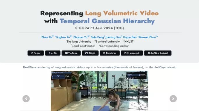 Temporal Gaussian Hierarchy — бесплатная нейросеть   для 3D и анимации,  Open Source,  для редактирования видео. 
