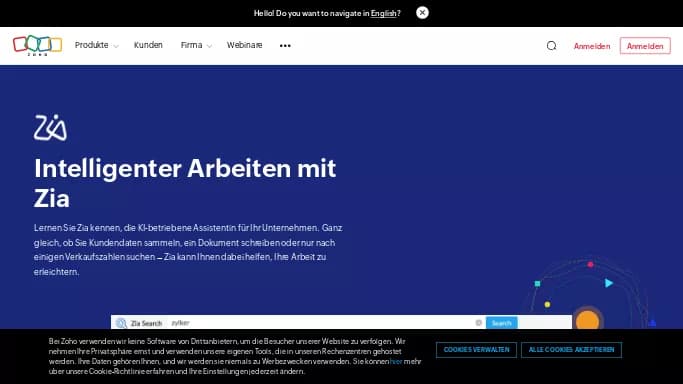 Zia by Zoho — платная нейросеть   для маркетинга,  для повышения продуктивности. Бесплатная версия с ограниченным функционалом, есть платные тарифы.