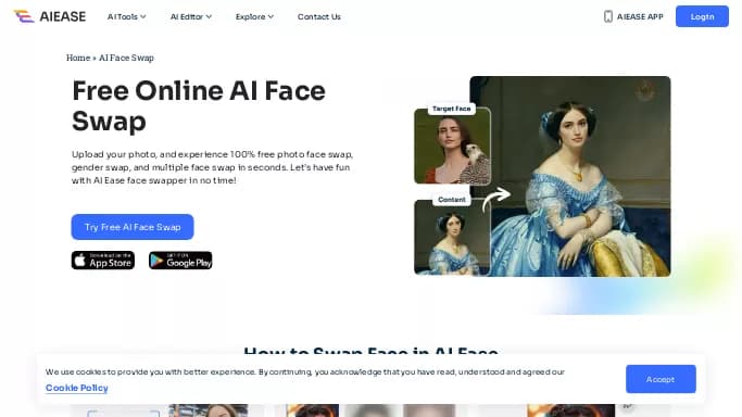 AI Ease Face Swapper — бесплатная нейросеть для дипфейк(deepfake).