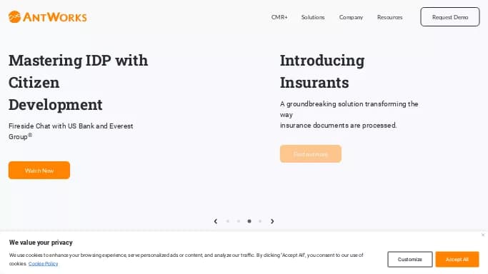 AntWorks — платная нейросеть для работы с финансами, для маркетинга.
