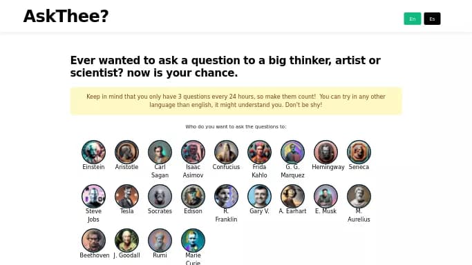 AskThee — бесплатная нейросеть для развлечений.