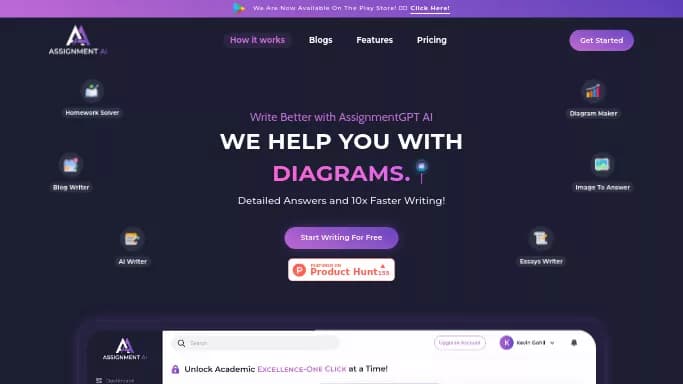 AssignmentGPT AI — бесплатная нейросеть для помощи в образовании, для написания текста. Бесплатная версия с ограниченным функционалом, есть платные тарифы.