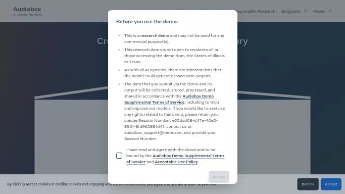 Audiobox by Meta — бесплатная нейросеть для редактирования аудио, для создания голоса.