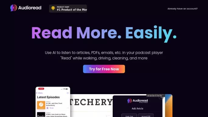 Audioread — бесплатная нейросеть для таблиц и PDF, для транскрибации аудио и видео, для повышения продуктивности, для помощи в образовании. Бесплатная версия с ограниченным функционалом, есть платные тарифы.