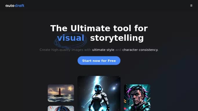 Autodraft — бесплатная нейросеть для создания аватаров и цифровых 3D персонажей, для создания изображений. Бесплатная версия с ограниченным функционалом, есть платные тарифы.