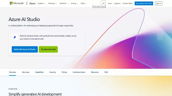 Azure AI Studio — платная нейросеть для разработки программного обеспечения.