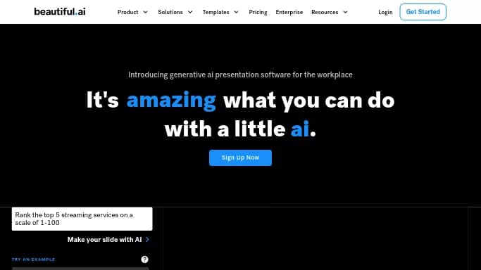 Beautiful AI — платная нейросеть для маркетинга, для создания презентаций. Бесплатная версия с ограниченным функционалом, есть платные тарифы.