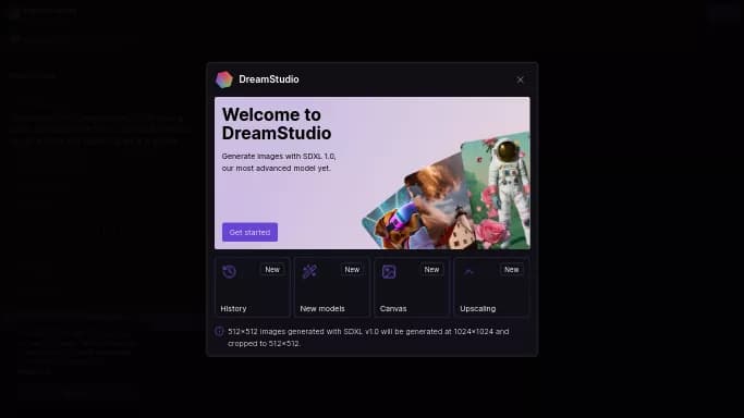 DreamStudio — бесплатная нейросеть для создания изображений. Бесплатная версия с ограниченным функционалом, есть платные тарифы.
