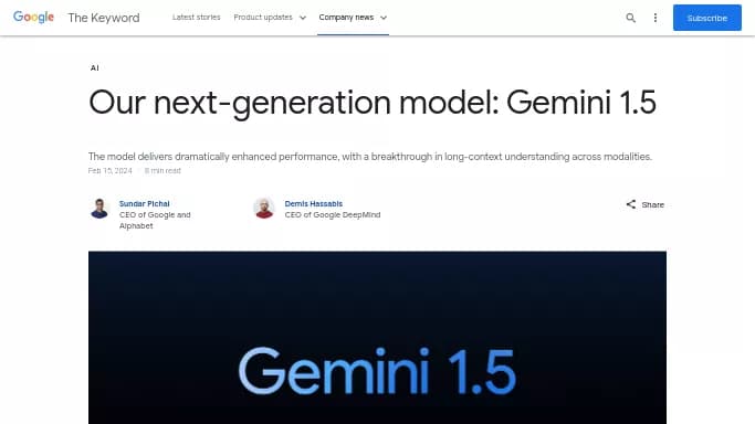 Gemini Pro 1.5 — бесплатная нейросеть , модели LLM.
