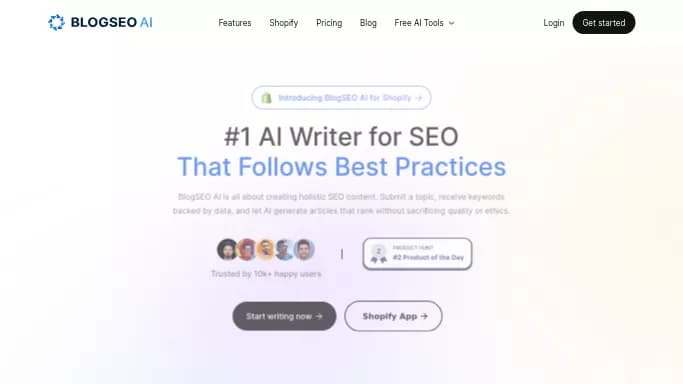 BlogSEO AI — бесплатная нейросеть для копирайтинга. Бесплатная версия с ограниченным функционалом, есть платные тарифы.