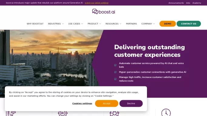 Boost.ai — платная нейросеть — чат-бот.