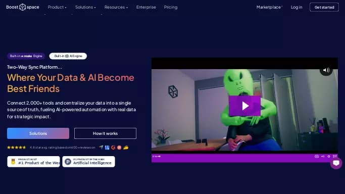 Boost.space — платная нейросеть для no Code/Low Code разработки. Бесплатная версия с ограниченным функционалом, есть платные тарифы.