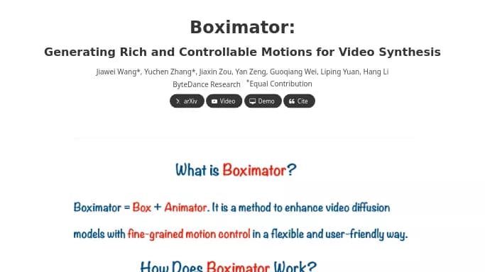 Boximator by ByteDance — бесплатная нейросеть undefined, для создания видео.