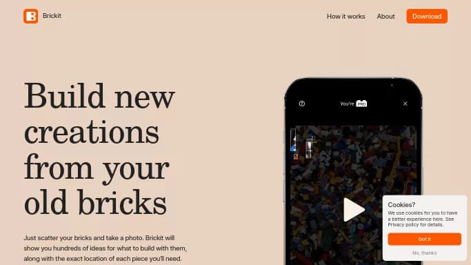 Brickit App — бесплатная нейросеть для развлечений, для повышения продуктивности.