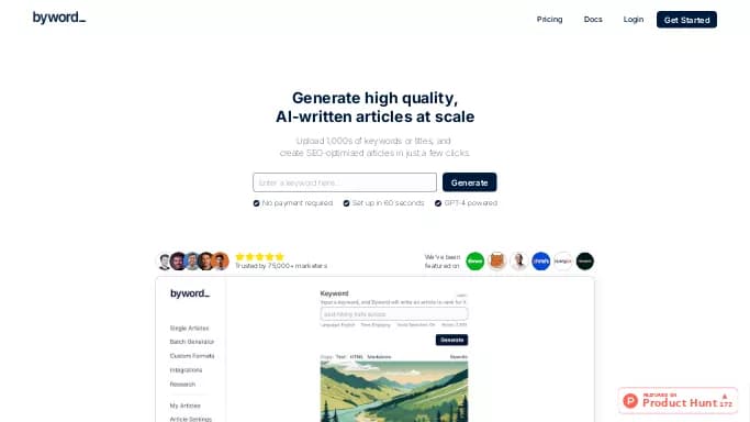 Byword — платная нейросеть для копирайтинга. Бесплатная версия с ограниченным функционалом, есть платные тарифы.