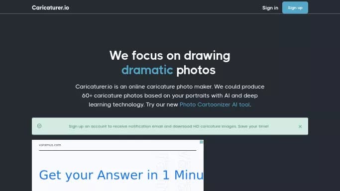 Caricaturer IO — бесплатная нейросеть для развлечений, для создания аватаров и цифровых 3D персонажей.