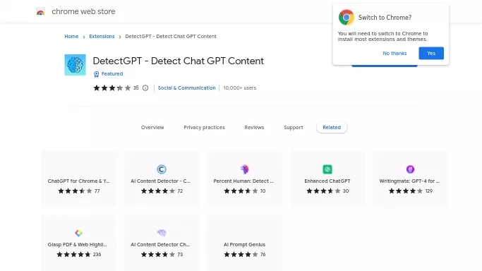 Detect GPT — бесплатная нейросеть для определения ИИ, для копирайтинга, для помощи в образовании, , расширения ChatGPT.