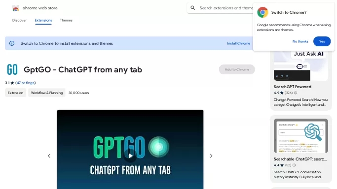GPTGO - Chrome Extension — бесплатная нейросеть для научно-исследовательской деятельности, — чат-бот.