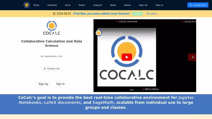 CoCalc — платная нейросеть для научно-исследовательской деятельности. Бесплатная версия с ограниченным функционалом, есть платные тарифы.