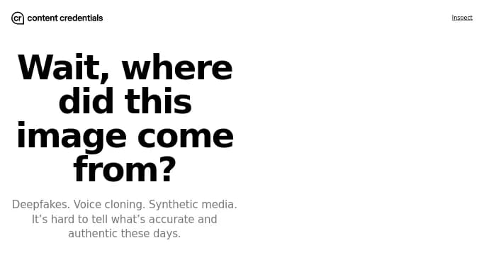Content Credentials — бесплатная нейросеть для определения ИИ, для копирайтинга.