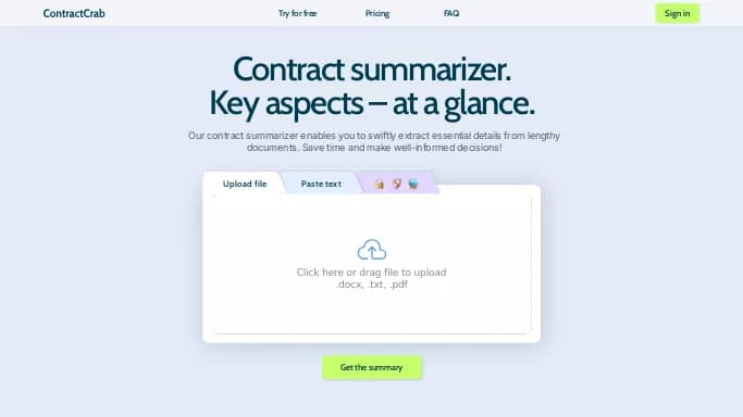 ContractCrab — платная нейросеть для маркетинга, в области права.