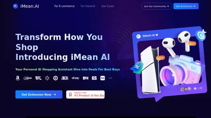 iMean Shopping — бесплатная нейросеть для маркетинга, для повышения продуктивности.
