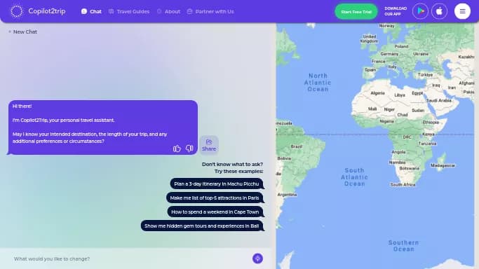 Copilot2trip — бесплатная нейросеть для путешествий.