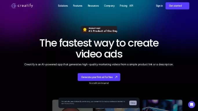 Creatify — бесплатная нейросеть для создания видео, для маркетинга, для SMM. Бесплатная версия с ограниченным функционалом, есть платные тарифы.